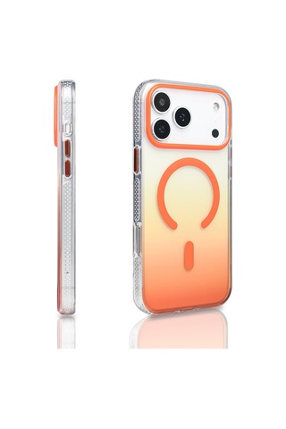 Zore İphone 17 Pro Max Kılıf M-safe Şarj Özellikli Transparan Renk Geçişli Nvth Toros Kapak - Rose Gold Altın