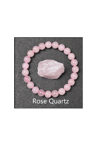 Yıwu Quartz Doğal Taş Boncuk Esnek Bileklik Değerli Taş Yoga Pembe