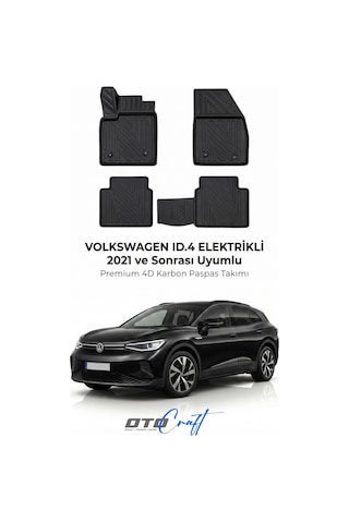Otocraft Volkswagen Id 4 Ev 2021+ Araca Özel 4d Karbon Oto Paspas Havuzlu Tam Set
