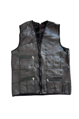 Patchwork İçi Kürk-dışı Süet Deri Biye Detaylı Yelek Acı Kahve