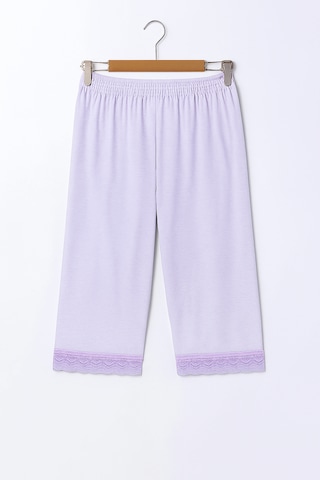 Abarta Pamuklu Capri Paçaları Dantelli Büyük Beden Kadın Tayt-kırçıllı Lila -xl-2xl -1 Adet Açık Lila