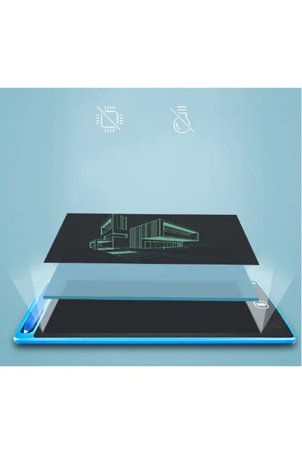 12" Renkli Dijital Yazı Tahtası 12 Inc Grafik Tablet Dijital Not Tahtası Yaz Sil Dijital Not Tahtası Mavi
