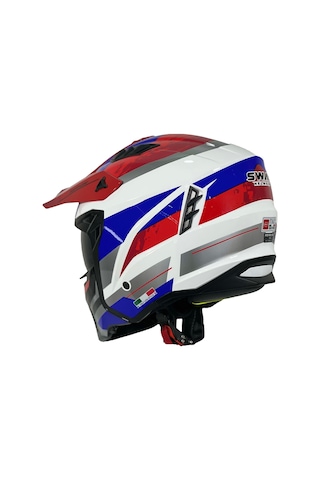 Sway Sw X1 Seul Track Çene Çıkan Kask Beyaz - Kırımızı