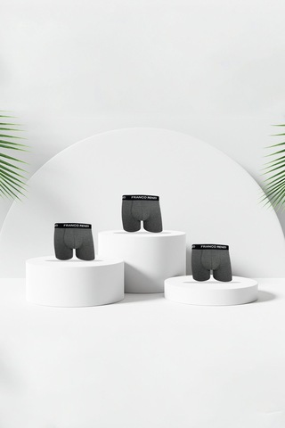 Franco Renzo Erkek 3 Lü Premium Kutu Likralı Boxer Gri