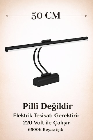 Merwish Flüt Led Aplik 50 Cm Duvar Aydınlatma 4000k Doğal Beyaz Işık Kablo Bağlantılı 220v Modern Tasarım Siyah