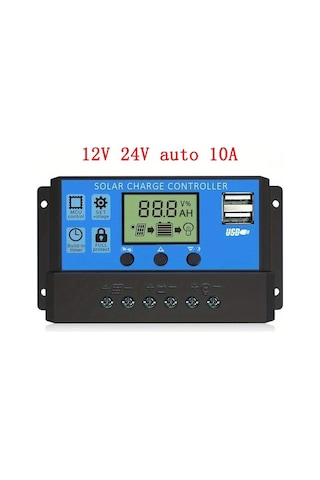 Lcd Ekranlı Ve Usb Bağlantı Noktalı Ayarlanabilir Solar Şarj Kontrol Cihazı 12v/24v