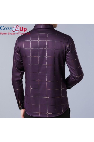 Rahat Up Erkekler Ekose Kavisli Hem Gömlek Casual İş Düğmesi Gömlek Uzun Kollu Damalı Erkek Gömlek Gri