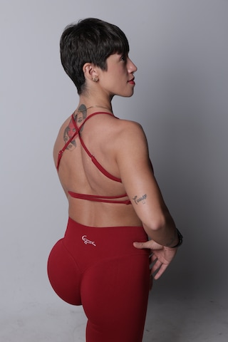 Goat Spirit Pro Seamless Askılı Crop - Bordo Em-31
