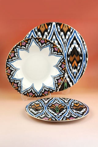 Ethnica 6 Kişilik 18 Parça Yemek Takımı Siyah - Altın