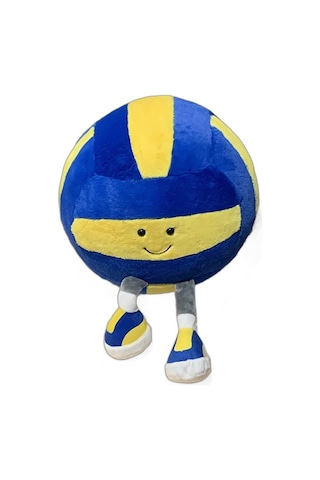 Tenfowee Büyük Boy 28cm Mavi-sarı Voleybol Desenli Yastık, 100% Polyester Dolgulu, Elle Yıkama Önerilen Yumuşak Pelüş Oyuncak Diğer