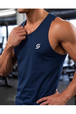 Sapeur Erkek Sporcu Atlet - Nefes Alabilir Fit Kesim, Gym & Fitness Tanktop Lacivert