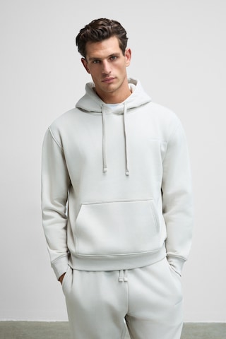Grimelange Scarn Erkek Pamuklu İçi Polarlı Nakışlı Kapüşonlu Relaxed Gri Sweatshirt
