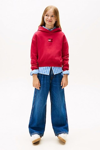 Kız Çocuk Rahat Kalıp Taşlı Amblemli Kapüşonlu Sweatshirt - Kırmızı Ruby Rhubarb