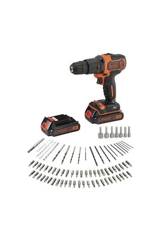 Black+Decker BDCHD18BAFC-QW 18V 1.5 Ah Çift Akülü Li-Ion Darbeli Matkap Vidalama Çanta 80 Parça Set