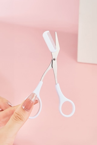 Çelik Mini Taraklı Kaş Makası Beyaz