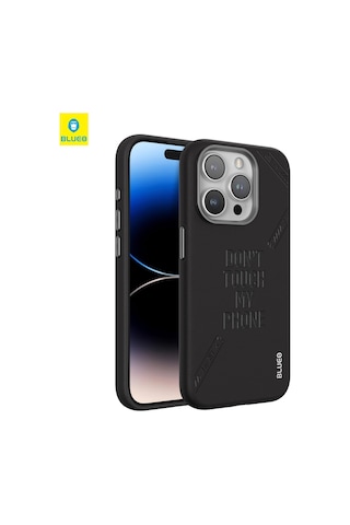 Blueo Apple Uyumlu iPhone 14 Pro Max Siyah Deri Punk Premium Telefon Kı