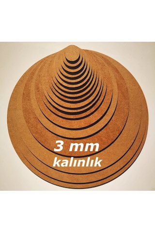5 Cm Çap 3 Mm Ham Mdf 100'lü Paket - Yuvarlak