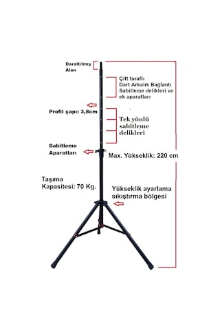 Tripod Ayaklı Dart Arkalık Stand Seti Dartsan
