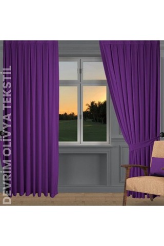 Shy Tekstil Lüks 1. Sınıf Özel Dikim Mavi Blackout Fon Perde - Işık Geçirmez, Ekstraforlu Karartma Mor