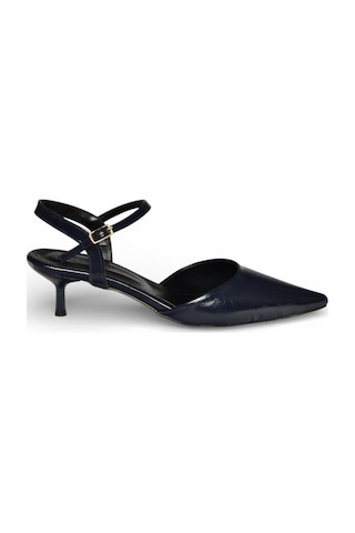 Fox Shoes Y480259860 Lacivert Rustik Mini İnce Topuklu Sivri Burun Kadın Ayakkabı Lacivert