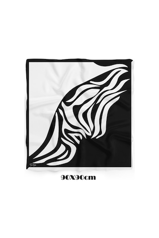 Zebra Akışı Desen 90x90cm Eşarp/fular Siyah