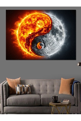 Ateş Ve Buz Yin Yang Dekoratif Kanvas - Mdf Ahşap Tablo