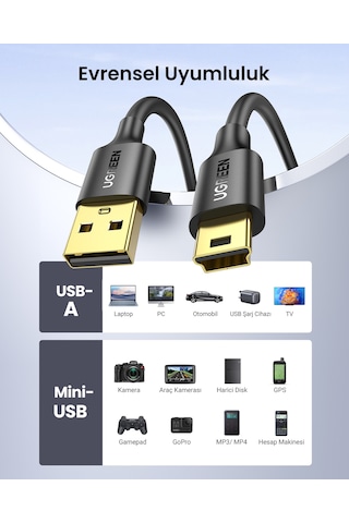 Ugreen Mini Usb Şarj Ve Data Kablosu 2 Metre, 30472