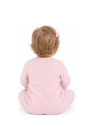 Gülerçocuk Kız Bebek Tulum Pudra Pembe Soft Pamuklu Penye Likralı, Çıtçıtlı, Uzun Kollu Yenidoğan Bebek Tulumu, Günlük Ve Uyku Tulumu Pembe Pembe