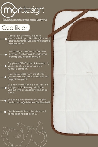 Mordesign Bebek Çanta Alt Açma Minderi, Alt Değiştirme Pedi, Taşınabilir Bakım Örtüsü,morremix Seri,kahverengi