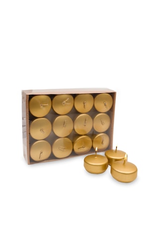 Lüks Yüzen Mum 24'lü Gold Altın Varaklı Kokusuz