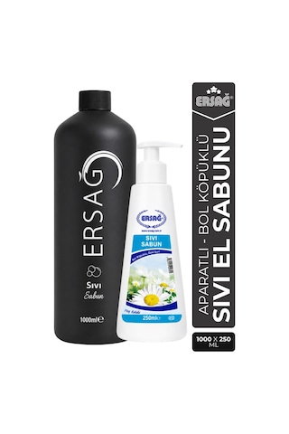 Ersağ Aparatlı Sıvı El Sabunu Seti 1 L + 250 ML