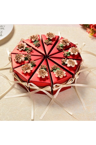 10 Adet Üçgen Pasta Şeklinde Şeker Kutusu Çiçekli Fiyonklu Çikolatalı Şeker Hediye Kutusu Gelin Duşu Düğün Doğum Günü Partisi İçin Parti Hediyelikleri