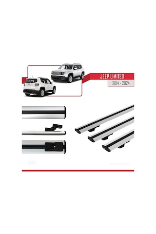 Jeep Limited 2014 Ve Sonrası İle Uyumlu Basic Model Ara Atkı Tavan Barı Gri 3 Adet