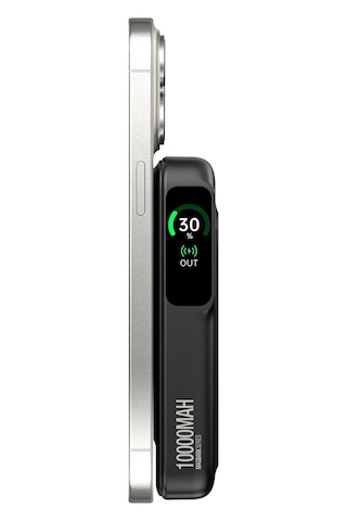 Bix Tpb16 10000 Mah Oled Ekranlı Manyetik Kablosuz Powerbank 20w Pd Hızlı Şarj Ve 15w Magsafe Siyah