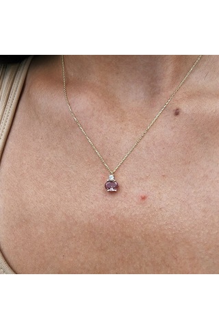 1.15ct Sultanayt 0,20ct Pırlanta Signty Sade Modern Tasarım Minimal Doğal Taşlı 14 Ayar Altın Kolye