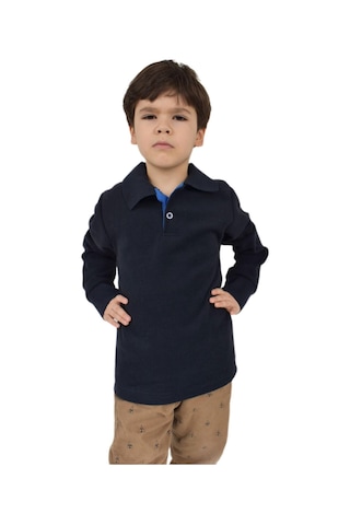 Patilikids Erkek Çocuk Lacivert Polo Yaka Sweatshirt BGL-ST02435 Lacivert