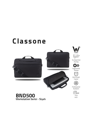 Classone Workstation Bnd500 15.6 "Macbook-Laptop-Çantası-Siyah