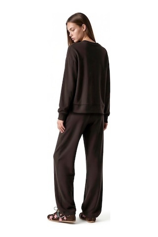 Hiccup Modal Touch Basic Sweatshirt & Geniş Paça Pantolon İkili Takım Koyu Kahverengi