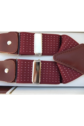Bordo Beyaz Puantiyeli Pantolon Askısı Bordo