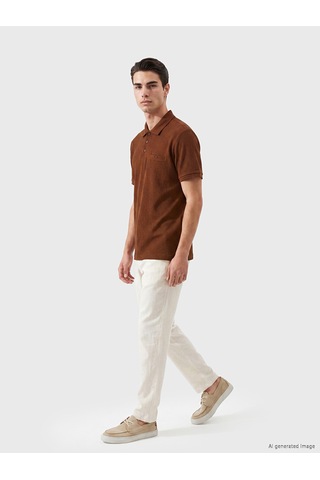 Lcwaıkıkı Classic Kahverengi Standart Fit Polo Yaka Strüktürlü Erkek Tişört