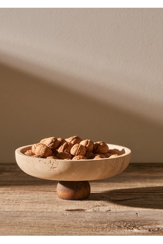 Bella Maison Ephesus Traverten Ayaklı Sunum Kasesi Naturel 25 Cm