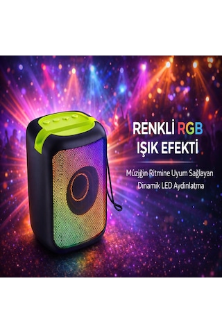 Mini Taşınabilir Bluetooth Hoparlör Rgb Işıklı Kablosuz Speaker Usb Tf Kart Tws Destekli Güçlü Ses