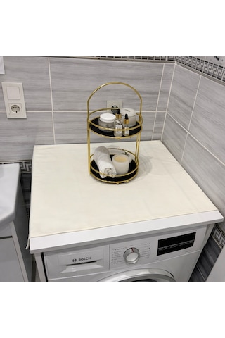 Laundry Duck Keten Su Geçirmez Ve Kirlenmez Çamaşır Makinesi - Buzdolabı - Bulaşık Makinesi Örtüsü Kırık Beyaz