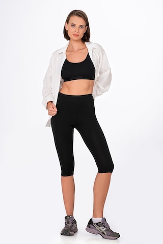 Kompedan Kadın Likralı Süprem Düz Kapri Tayt Siyah K0458-siyah Siyah