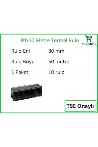 80x50 Metre Termal Yazarkasa Ve Adisyon Rulosu 10 Adet