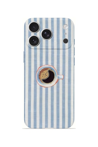 Apple iPhone Uyumlu 17 Pro Vorian İnce Kamera Korumalı Mika Kılıf Morning Coffee Stripe Morning Coffee Stripe Mika