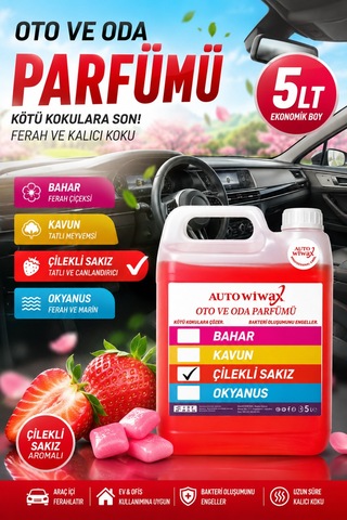 Auto Wiwax 5 L Araç İçi Koku Çilekli Sakız Aromalı Oto Ve Oda Parfümü