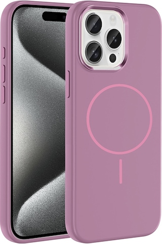 Apple Uyumlu iPhone 15 Pro Max Kılıf M-safe Şarj Özellikli Metal Kamera Çerçeveli Mkst Edi Silikon Kapak - Mor Mor