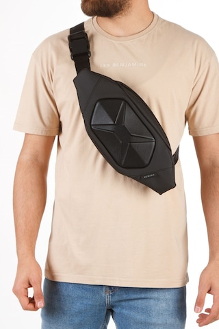 Çapraz Askılı Siyah Bel Ve Omuz Çantası Motorcu Çantası Pos Makinası Uyumlu Çanta Siyah