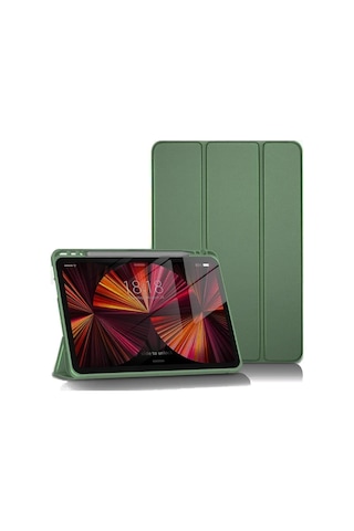 Newface Apple İpad Pro 11 2024 Kılıf Tablet Smart Kılıf - Koyu Yeşil Arka Kapak